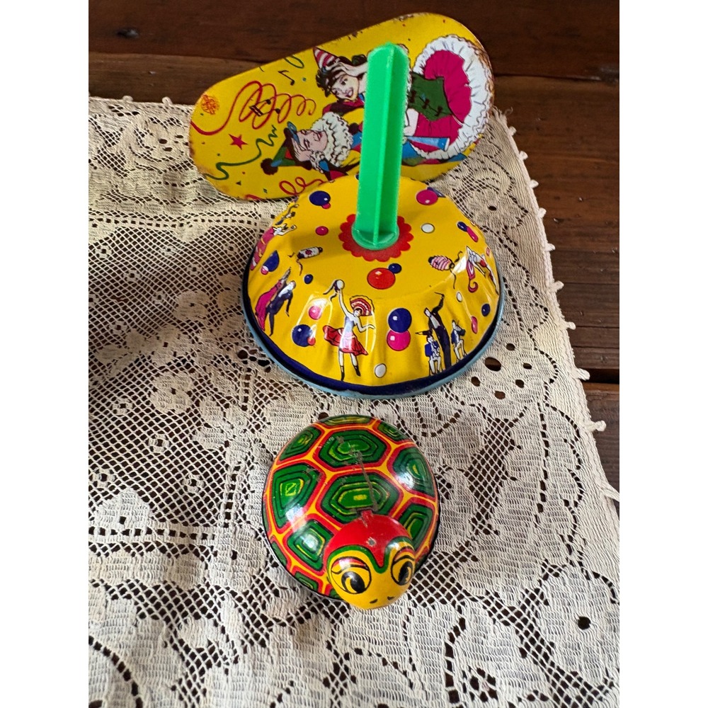 Tin Toys Wind Up Duck Turtle Party NO KEY Lot of 4 Parts or Decor READ Vintage - Picture 4 of 16